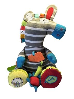 Dolce Baby Activity Plush Toy Sensory Zebra Crinkle Rattle Teether Lovey